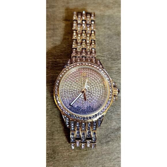 Juicy Couture Stella Swarovski Bracelet Watch Rainbow Ombre Crystals Y2K Womens